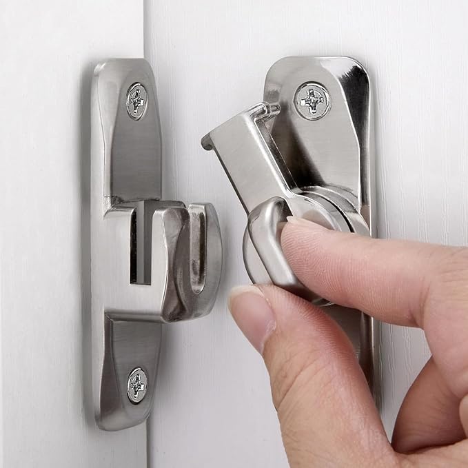 Silver Barn Door Latches,90/180 Degree Gate Lock_B | Zinc Alloy Right Angle Door Lock Latch,Flip Gate Latches,Sliding Door Latch Lock,for Cabinets,Fence Gates,Pet Cage by INIRET