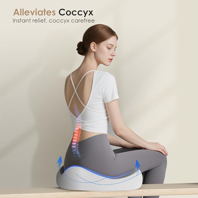 Car Seat Cushion for Driving, Memory Foam Seat Cushion for Car Office Chair, Ergonomic Office Seat Chair Cushion for Sciatica Pain Relief, Larger Car Seat Cushion for Trunk - Gray - Image 6