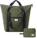 Foldable Travel Bag, 26L Duffle Bag for Travel, Expandable Second Carry-On Bag for Travel & Shopping, Water-Resistant Personal Item Bag, Olive Green by BBCREATFASHION