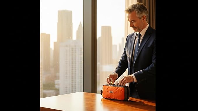 GOX Travel Toiletry Bag Dopp Kit Case for Men Multifunction Packing Organizer Pouch(Orange) - Image 3