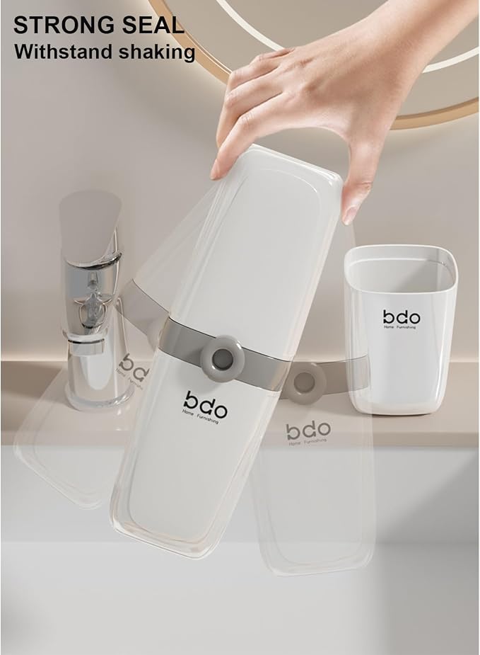 Toothbrush Travel Case Portable Clear Grey Toothbrush Holders with Cover, Leakproof Toothbrush & Toothpaste Holder for Traveling School Camping Business Trip Bathroom - Image 5