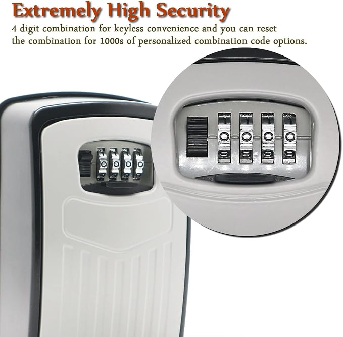 Extra Large Key Storage Security Lock,V-Resourcing Re-settable 4 Digit Combination Lock Box with Removable Chain,Share and Secure Keys for Home,Office,Garage etc - Image 5
