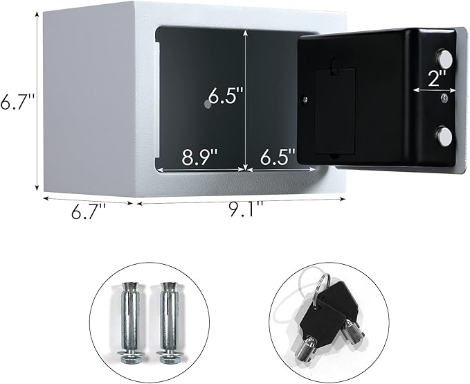 TENAMIC Electronic Digital Security Keypad Lock Box - 0.23 Cubic Feet Mini Safe for Office, Hotel, Home - White - Image 2
