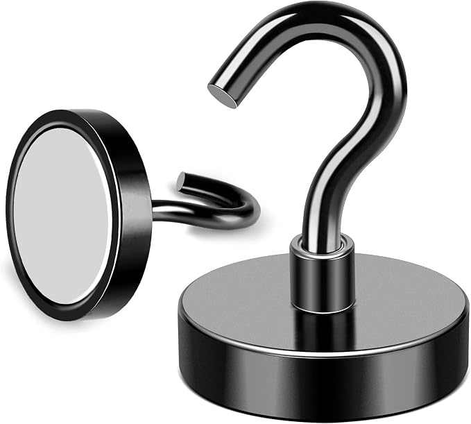 Magnetic Hooks 85Lbs Heavy Duty Magnets with Hook for Cruise Cabin | Strong Magnet Hooks for Hanging Super Metal Magnetic Hanger for Grill Fridge Kitchen Pack of 6 Black - Image 6
