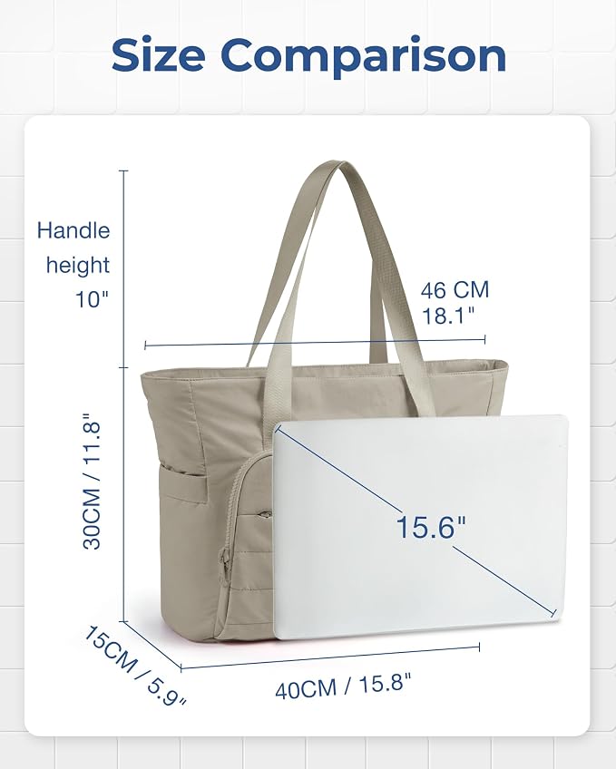 BAGSMART Tote Bag for Women, Lightweight Tote Bag with Yoga Mat Strap | Quilted Handbag for Daily, Work, Gym - Image 2