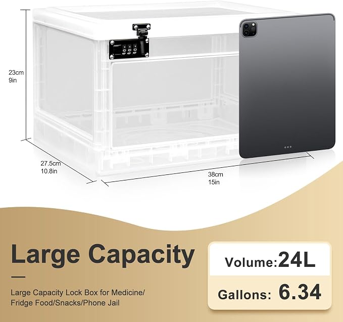 Lalifebuss Large Lock Box for Personal Items, 24 Litre Combination Lockable Storage Box for Office Locker/School/Medicine/Snacks/Phone Jail/Electronic/Home - Image 2