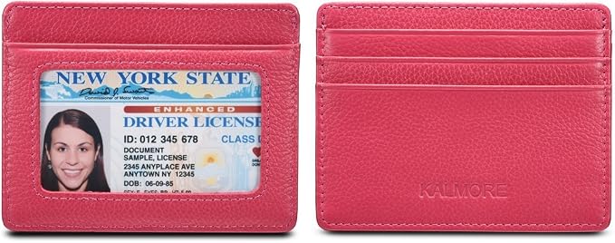 KALMORE womens Credit Holder Genuine Leather Slim Minimalist Card Case Wallet, Black With Id Window - Image 7
