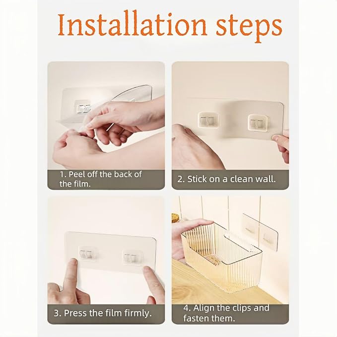 2 Pack Cabinet Door Organizer, Clear Storage Caddy, Adhesive Wall Mounted Organizer Bins, with Self Adhesive Tape, for Bathroom, Kitchen, Cabinet, Living Room - Image 6