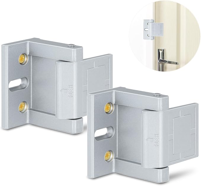2 Pack Door Latches for Top of Door, Silver Door Reinforcement Lock for Home and Hotel, Security with Stainless Steel Screws by Unknown