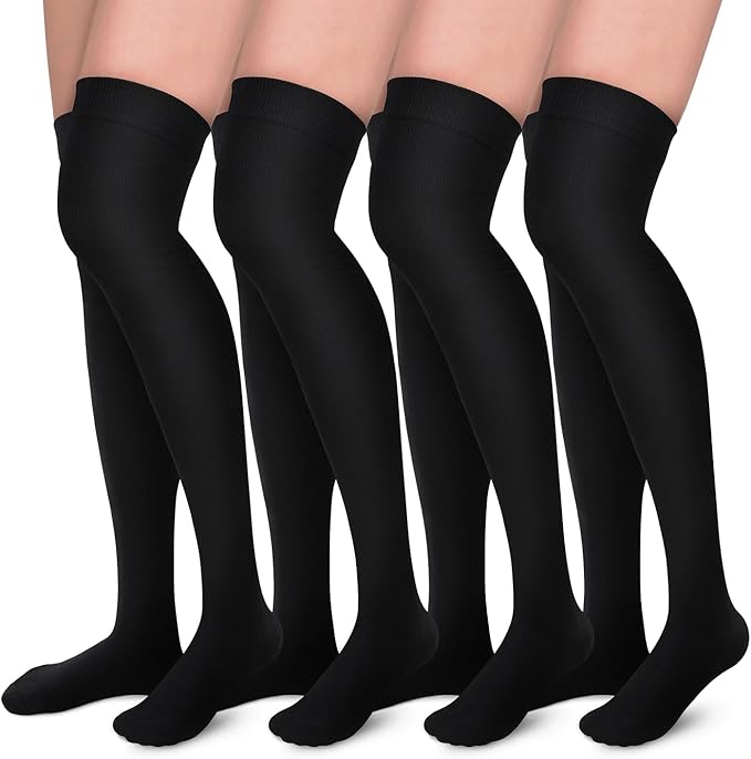 Aoliks Compression Socks for Women and Men 4 Pairs, Mild Support | Long Knee High Stockings for Nurses Running Travel Flying Pregnancy Athletic 15-20 mmHg by Aoliks