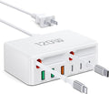 2026 Latest USB C Charger Block, 8 in 1 GaN Retractable Charger Station Hub with Lightening & Type C Cable, 120W Travel Essential Multi USB C Power Strip Plug for iPhone 17 16 15 Pro Max iPad Galaxy by BOVICAS