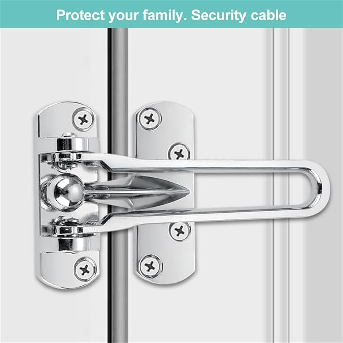 Door Chain Lock for Front Door, Swing Bar Door Guard Lock, Door Security Chain Lock, Anti-Theft Internal Door Safety Latch, Door Chain Latch for Home Apartment Hotel Dormitory(Silver) - Image 4