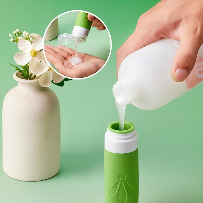 INSFIT travel bottles for toiletries 8 Pack, Leak proof Travel Size Toiletries Containers with toiletry bag, Squeezable Silicone Bottles & Cream Jars, Travel Essentials BPA-Free kit for Shampoo - Image 3