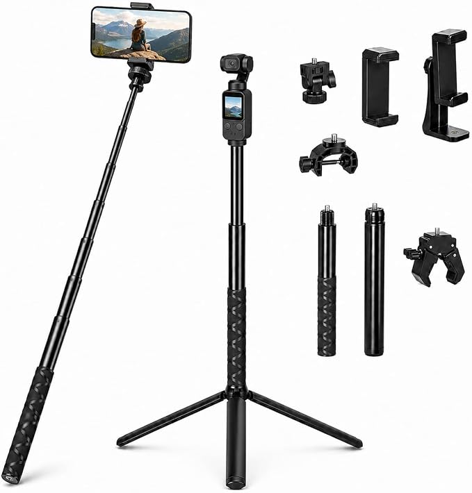 Phone Tripod,28-inch Extendable Selfie Stick,Portable Phone Tripod,Ideal for Cooking,Crafts,Live Streaming,vlogging,and Video Recording,Compatible with iPhone and Android Smartphones by YIFMEIG