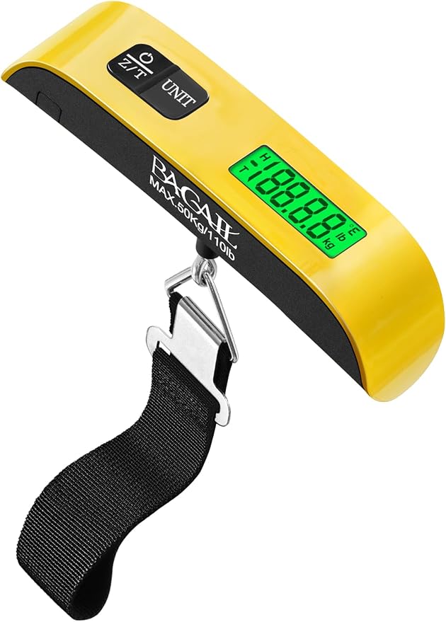 BAGAIL Digital Luggage Scale, 110lbs Hanging Baggage Scale with Backlit LCD Display, Portable Suitcase Weighing Scale, Travel Luggage Weight Scale with Hook, Strong Straps for Travelers by BAGAIL