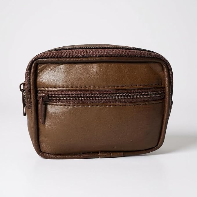 Leatherboss Genuine Leather Travel Outdoor Hiking Belt Pouch with Zipper Pocket Wallet for men women (Dark Brown) - Image 6