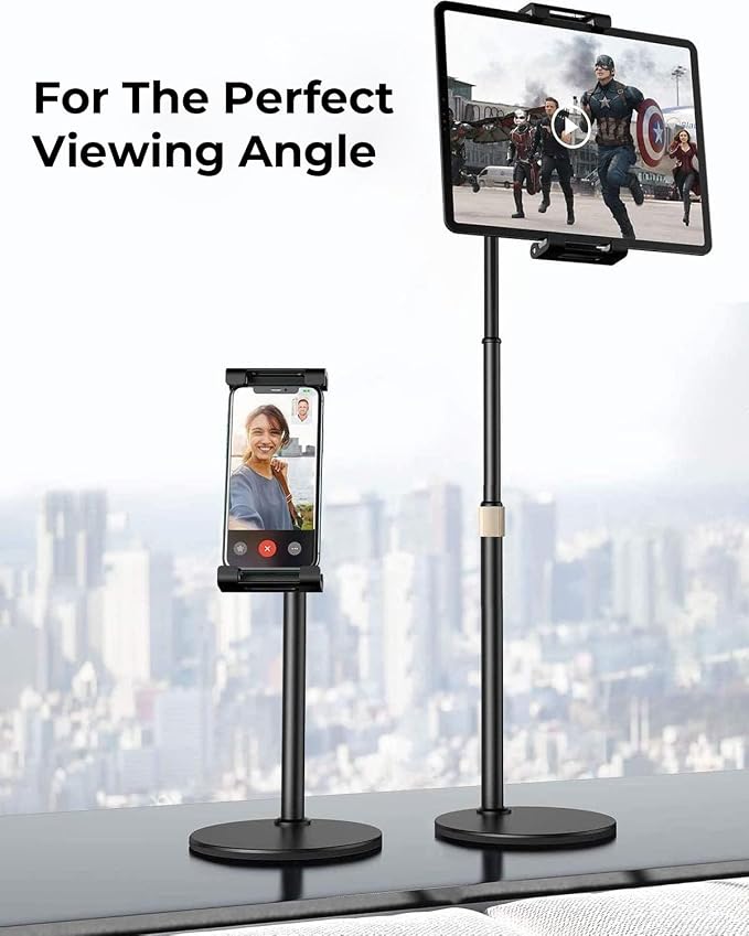 LISEN for iPad Stand for Desk Portable Monitor Adjustable Tablet Stand, Thick Case Friendly iPad Pro Holder Fits(4.7"-15.6") 12.9/10.9/10.2 Air Mini 4 3 2 Fire Tab Nexus Kindle, Black - Image 5