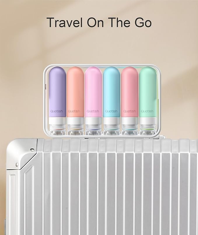 Quatish Travel Bottle for Toiletries 6 Pack, Original Patented Leakproof 3oz Tsa Approved Travel Size Container, BPA Free Silicone Shampoo and Conditioner Bottle, Cruise Camping Essentials, Periwinkle - Image 5
