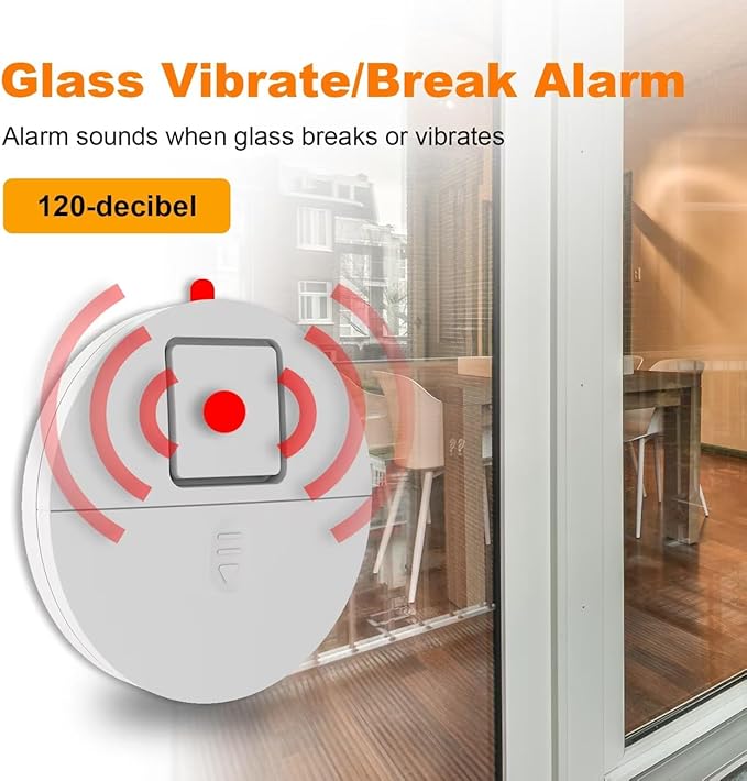 Modern Ultra-Thin Window Alarm with Loud 120dB Sound and Vibration Sensors Compatible with Virtually Any Window, Glass Break Alarm Perfect for Home, Office, Dorm Room- 8 Pack - Image 6