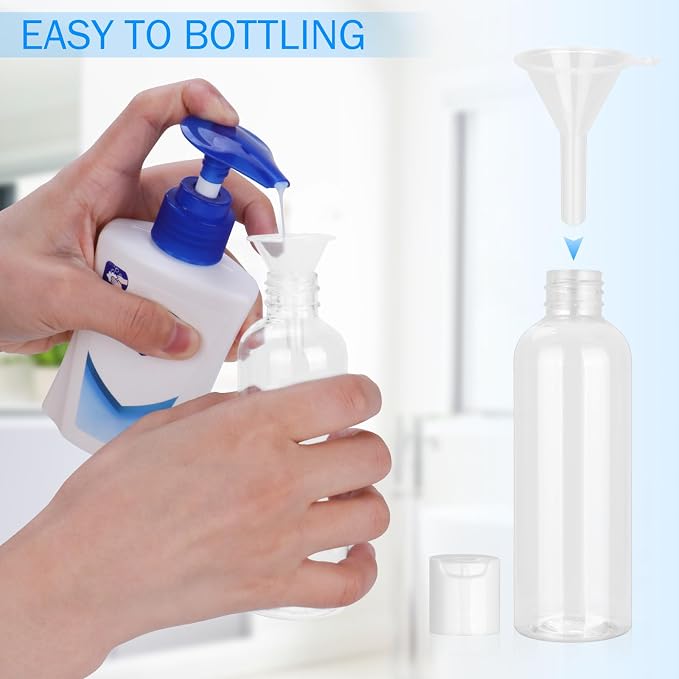 CHGANG 4 Pack Travel Bottles for Toiletries,3.4oz TSA Approved Leakproof Travel Size Containers Empty Small Plastic Travel Essentials Accessories with Labels for Shampoo,Conditioner,Lotion - Image 3