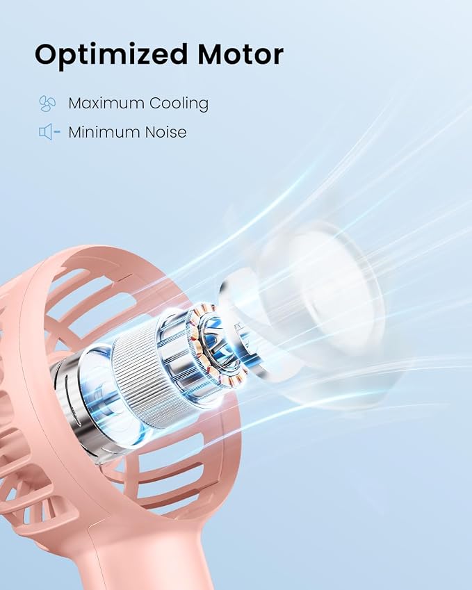 Gaiatop Mini Portable Handheld Fan, Travel Essentials for Women Girl Pink | 3 Speed Powerful, Battery Operated, Small USB Rechargeable, 3.3 oz Small Personal Fan for Makeup Eyelash Camping Beach Cruise - Image 5