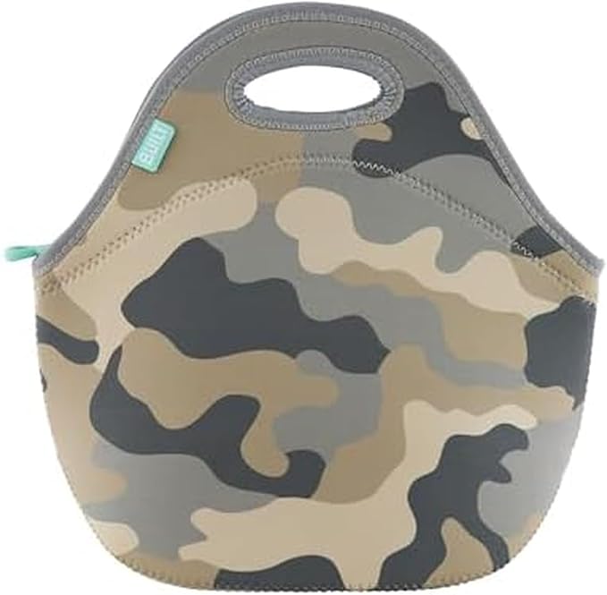 Built Gourmet Getaway Neoprene Lunch Bag - Grey Camo | Insulated Neoprene Lunch Tote with Zipper, BPA-Free, Water & Stain Resistant, Machine Washable for Work, School & Travel by Built