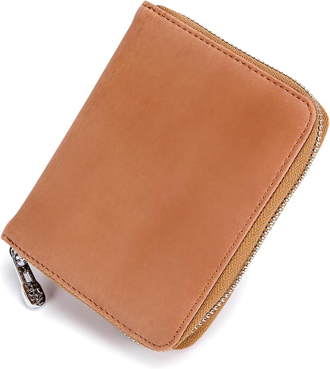 RFID Blocking 24 Slot Credit Card Holder Wallet Real Leather Multi Card Organizer Wallet with Zipper - Image 2