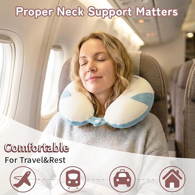 Memory Foam Travel Neck Pillow for Teens and Adults, Penguin Design | Removable cover, machine washable, 360-degree head & chin support, 17 in neck size for teens and adults, car & airplane use - Image 6