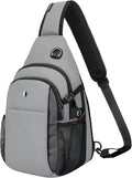 Expandable Sling Bag for Men, Anti-Theft Chest Pack with Water Bottle Pocket & Earphone Port, Crossbody Backpack for Hiking, Travel & Outdoor, Fits Switch 2, 11 Inch iPad, Grey | Mens Crossbody Bag by baaob