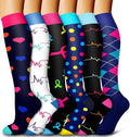 6 Pack Copper Compression Socks for Women and Men Circulation-Best Support for Medical,Running,Nursing,Athletic by Bluemaple