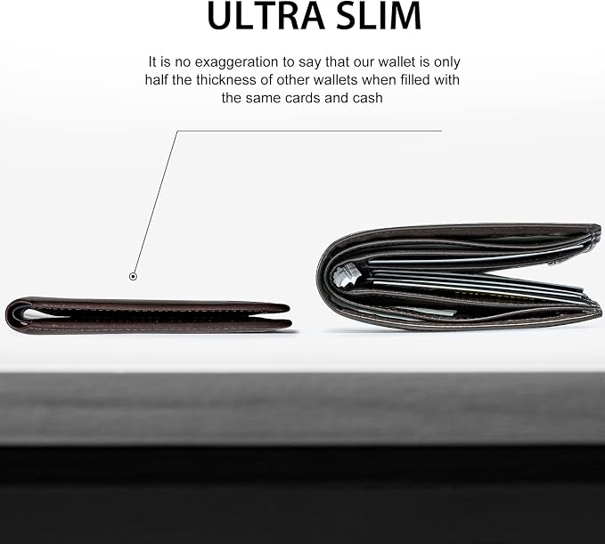 GSOIAX Slim Wallet for Men Rfid Blocking Leather Bifold Front Pocket Carbon Fiber Men's Money Clips Credit Card Holder With Gift Box - Image 2