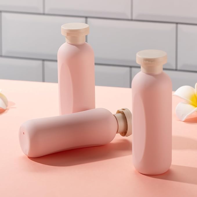 Empty Shampoo Bottles 6.7oz, Pink Flip Cap Refillable Plastic, 4 Pack Set | Toiletry containers for conditioner, big large size squeeze bottles, body wash lotion dispenser, toiletries leakproof liquid - Image 6