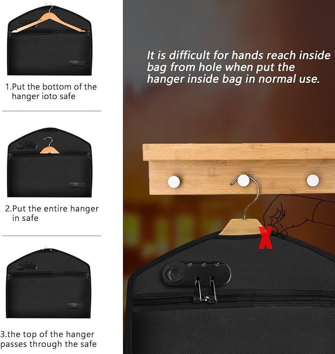 JUGREAT Hanger Diversion Fireproof Safe with Lock, Hidden Storage for Valuables, Secret Under Clothes With Hidden Compartment to Hide Items for Home or Travel - Image 5