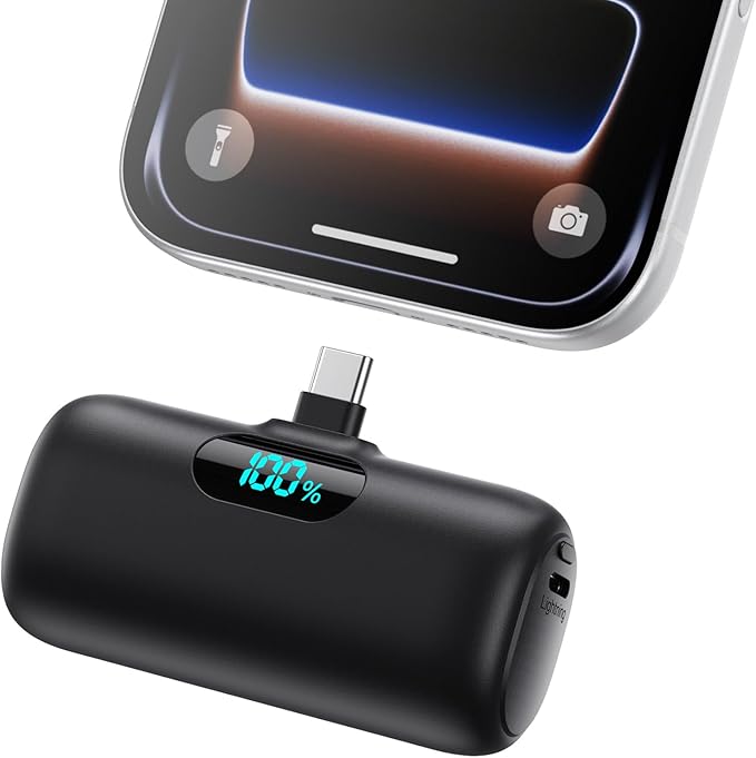 Mini Portable Charger Power Bank for iPhone 17/16/15 Series, 5000mAh PD USB C Cell Phone Portable Power,Travel Essentials Battery Pack for iPhone 17/17 Air/16/16 pro/15 Series/Android/Samsung Galaxy by Feob