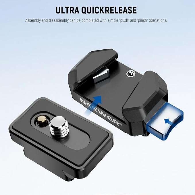 NEEWER Action Camera Quick Release Plate Compatible with Insta 360 x4 x5, Aluminum Tripod Mount QR Adapter Accessories Kit with 1/4" Thread Hole for Filmmaking Video Recording, CA139 - Image 2