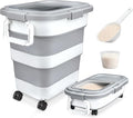 Rice Storage Container, Collapsible Airtight 10-40 Lb Rice Storage Container, 25lb Pet Dog Food Storage Container, Rice Dispenser Bin with Cup and Scoop for Flour Cereal Pasta Grain, Cat Bird by Komzon