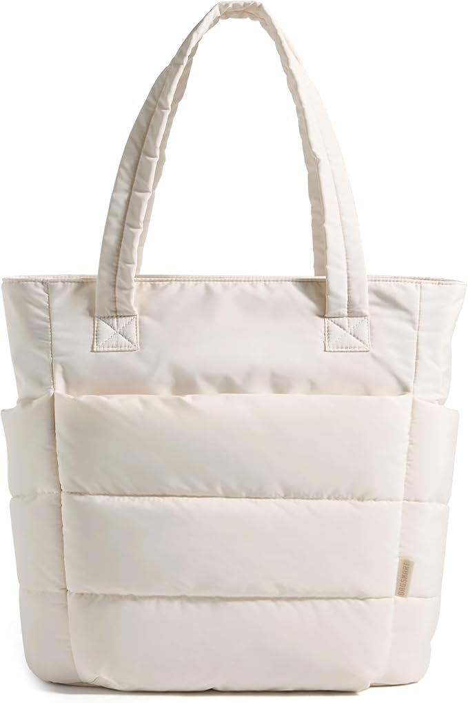 BAGSMART Tote Bag for Women, Lightweight Puffy Tote Bag with Compartments Shoulder Bag Handbag for Travel, Work, Gym | Lightweight by BAGSMART