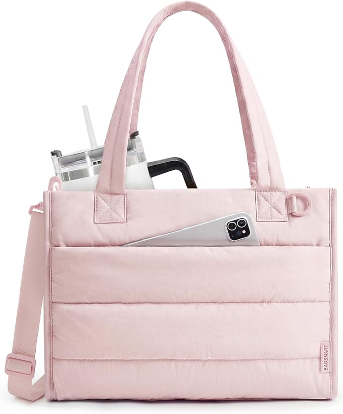 BAGSMART Small Tote Bag for Women, Work Teacher Bag with Zipper Closure by BAGSMART