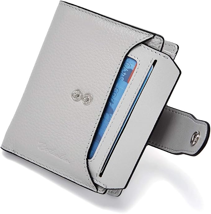 BOSTANTEN Leather Womens Wallet Small RFID Blocking Credit Card Holder | Removable ID Window, Zipper Coin Pocket, Bifold, Minimalist, Fits Small Purses, Daily Use, Ladies Gifts, Grey - Image 6