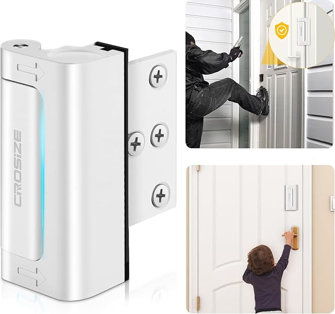 Home Security Door Lock, Door Reinforcement Lock for Kids Safety, White | Withstands 1000 lbs of Impact, Door Lock for Front Door, Defender Door Locks Latch, Inside Door Lock, For Door Security by Crosize