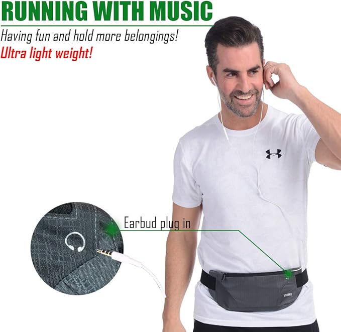 USHAKE Running Belt,Men or Women Ultra Light Bounce Free Waist Pouch Bag Fitness Workout Belt Sport Waist Pack Exercise Waist Bag for iPhone Samsung LG in Running Gym Marathon (Grey) - Image 6