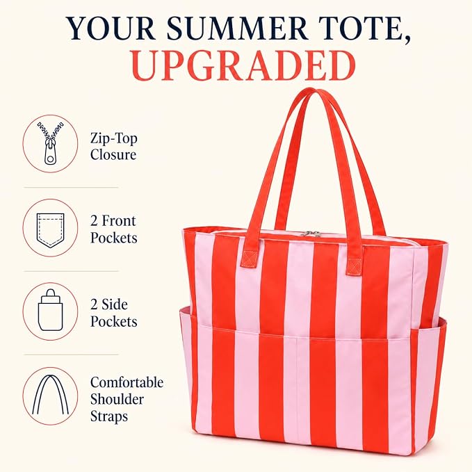 LEDAOU Large Beach Bag for Women, Waterproof Sandproof Tote Bag with Zipper | 36L Pool and Swim bag with Zipper, Wet/Dry pocket and 7 Pockets for Beach Days, Cruises, Vacations and Family travel - Image 7