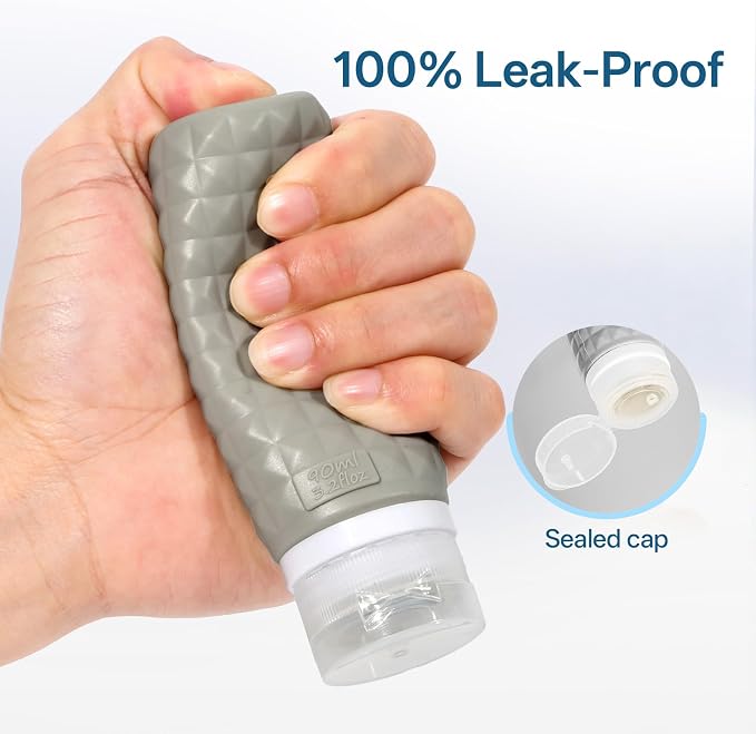 Travel Bottles for Toiletries, TSA Approved Travel Size Containers with Silicone Bottle Covers, Leak Proof Silicone Shampoo Bottles, Small Toiletry Containers for Shampoo Conditioner Lotion - Image 7