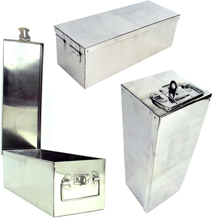 Lock Box with Folding Handle - Durable Metal Storage Chest with Stackable Design to Secure Valuables, Cash, Jewelry, and Weapons by Stalwart (Silver) | Durable Metal Storage Chest with Stackable Design to Secure Valuables, Cash, Jewelry, and Weapons - Image 5