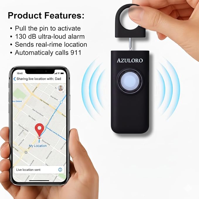 Personal Alarms for Women Loudest – Safety Keychain Self Defense – Personal Alarm Siren with SOS & Emergency Call – Keychain Alarm for Women – Gifts for Teenage Girls – Protection for Girls (Black) - Image 9