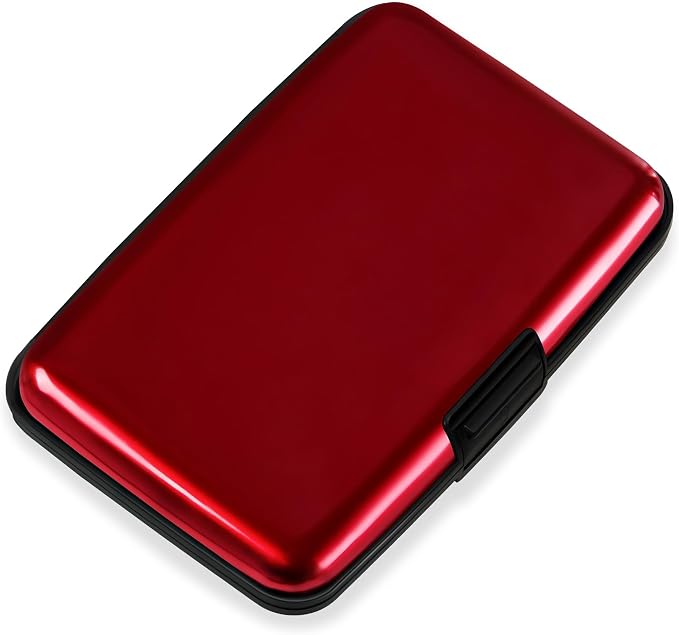Mayski Credit Card Holder for Women RFID Blocking Wallet, Red | Card Wallets for Women Small Mini Business Metal Accordion Aluminum Alloy Hard Case for Men by SLIMELEGANCEPERSONIFIED