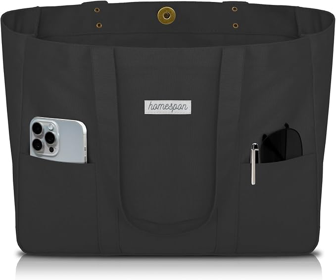 HOMESPON Large Canvas Tote Bag, Magnetic Work Laptop Pack for Women | Everything Bag, Multi Pockets, Internal Laptop Sleeve by HOMESPON
