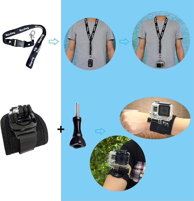 Suptig Accessories Kit Compatible for Gopro Mission Gopro Hero 13/Hero12/11/10/9/8/7/6/5/4/3/2/Session gopro Max2 Gopro Fusion DJI Action 6/5pro/5/4/3, Insta360 X5/X4, AKASO Action Camera Accessories - Image 5