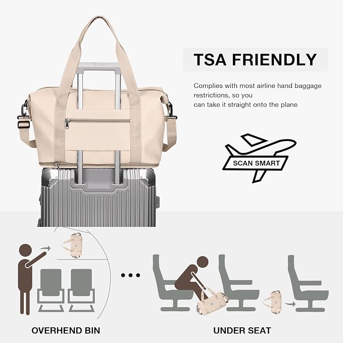 Travel Duffel Bag, Sports Tote Gym Bag, Shoulder Weekender Overnight Bag for Women - Image 4