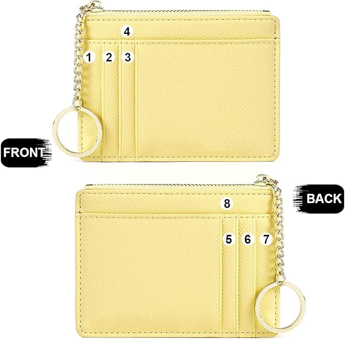 Valentoria Slim RFID Blocking Card Holder Small Pocket Wallet Keychian Zipper Coin Purse Mini Cash & Coin & Cards Case for Women Men | Slim - Image 3